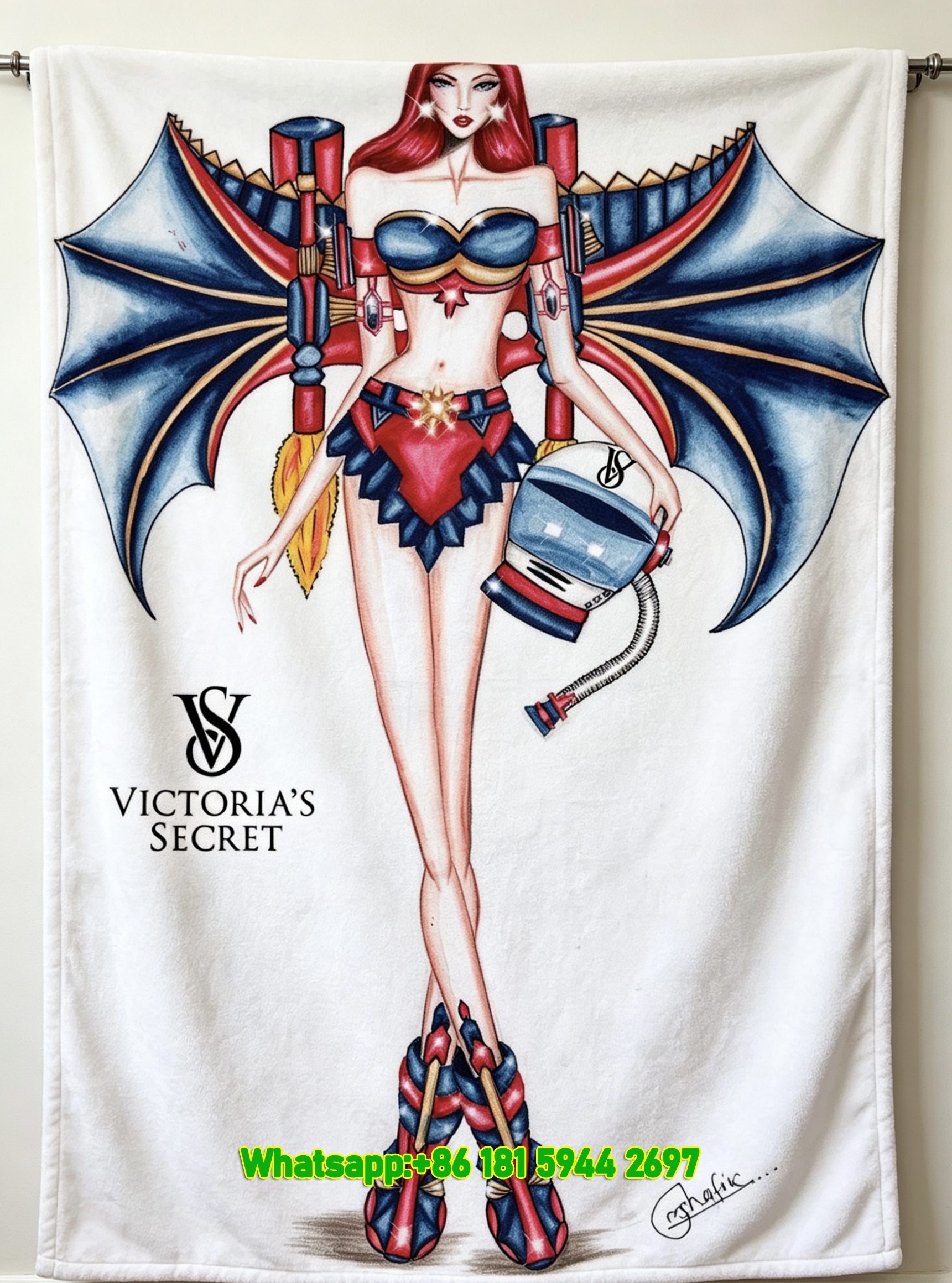 Victoria's Secret Rocket Angel Fleece Throw Blanket V128